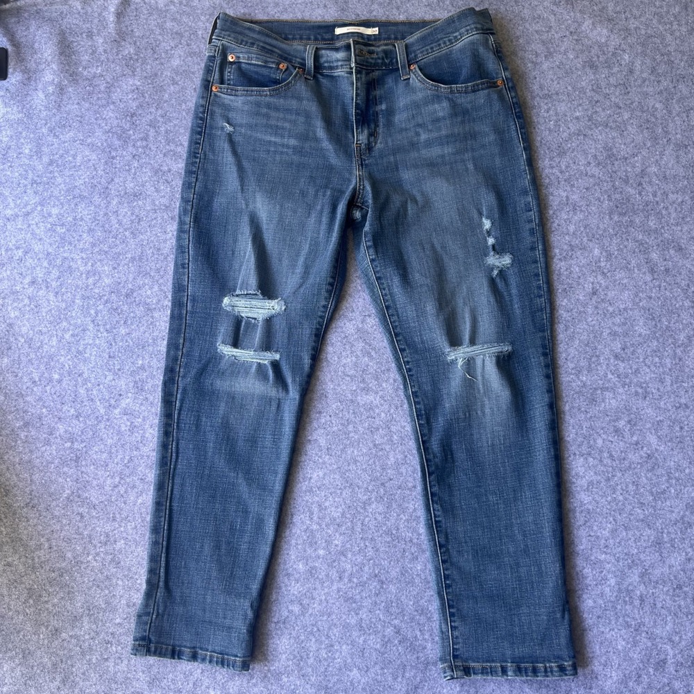 Levi's Boyfriend Jeans 30 Blue Distressed Denim